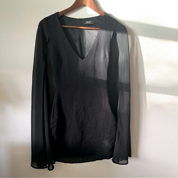 Lulus Dresses & Skirts - Lulu's Cape Bodycon Elegant Black Sheer V-Neck Formal Date Prom Dress